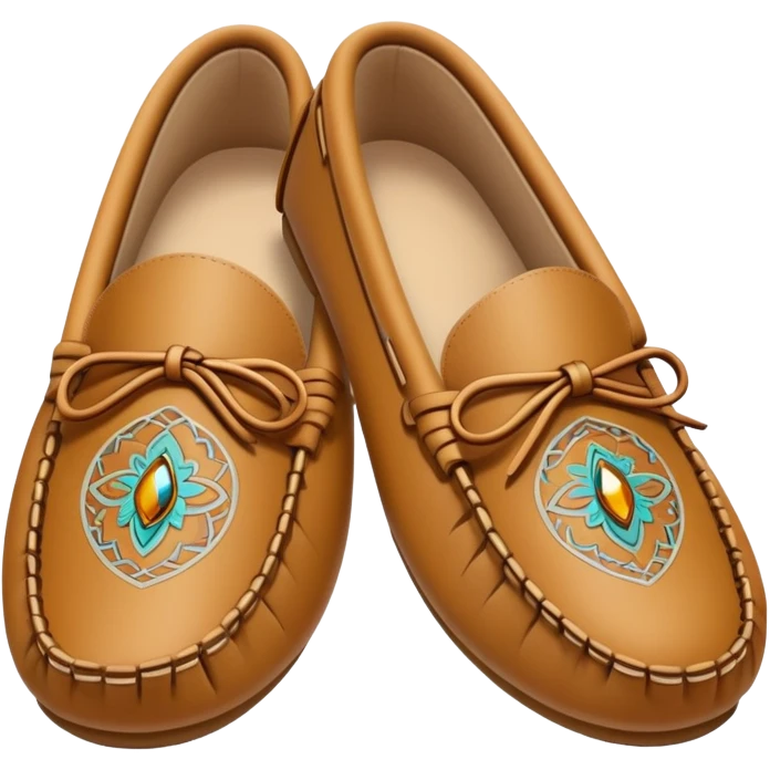 tan moccasins with design emoji
