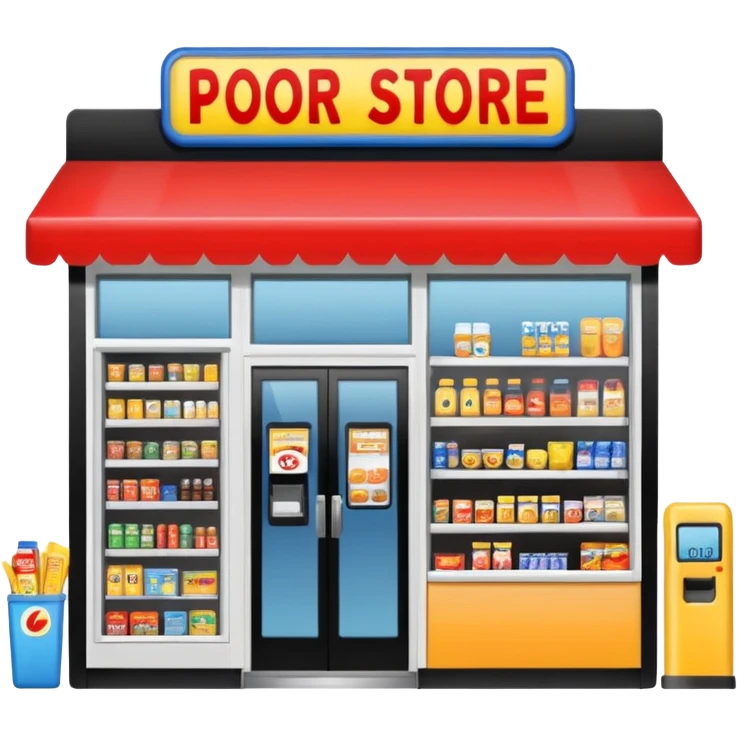 Convenience store named poor store and more emoji
