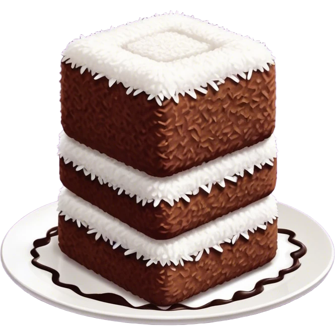 cinematic-realistic-lamingtons-dessert-emoji,-depicted-as-soft-sponge-squares-coated-in-chocolate-on all 4 sides with coconut sprinkled on all side-rendered-with-mouth‚watering-detail-and-vibrant-lighting emoji