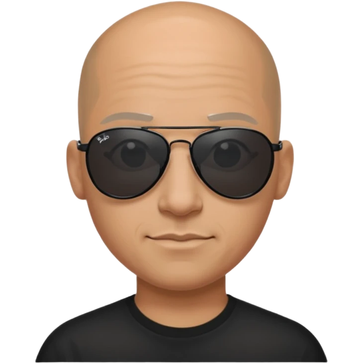 Bald Wearing black ray-ban sunglasses emoji