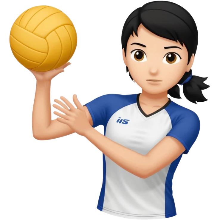 Uma atleta de voleibol branca de cabelo preto, esperando a bola  emoji