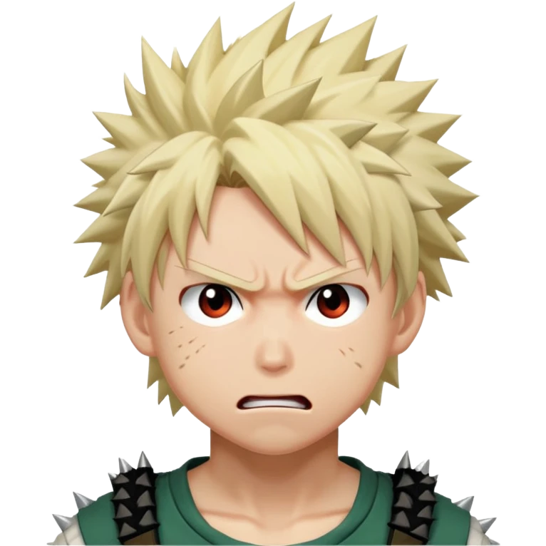 Bakugo Katsuki from My Hero Academia with spiky blonde hair and angry expression emoji