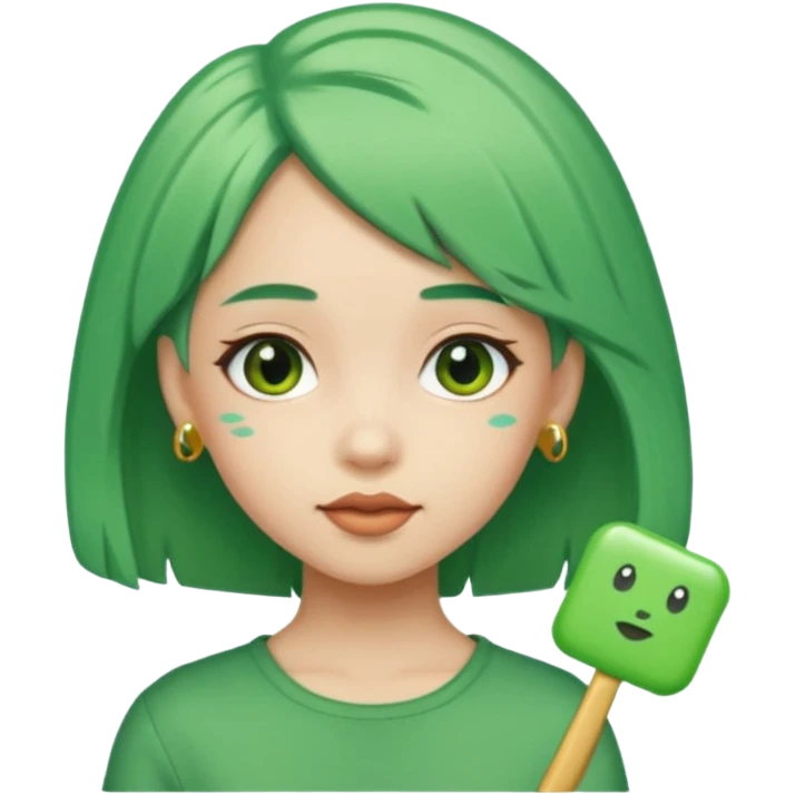 girl with green hair clip emoji