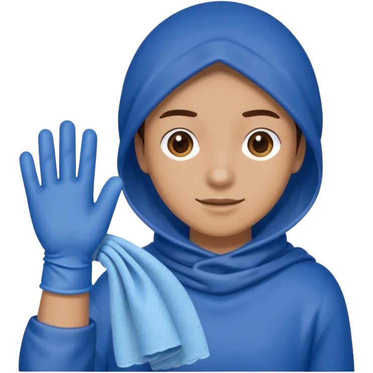 Cleaner + blue gloves + rag emoji