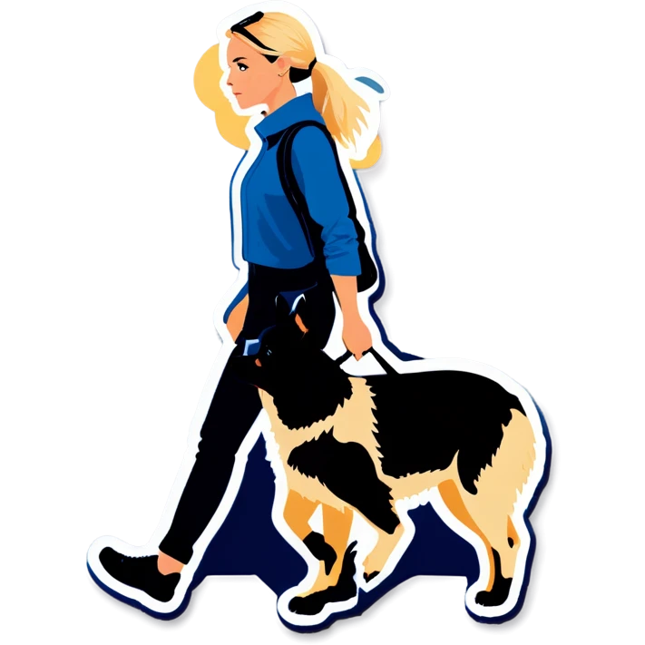Blonde girl walking a blue heeler emoji