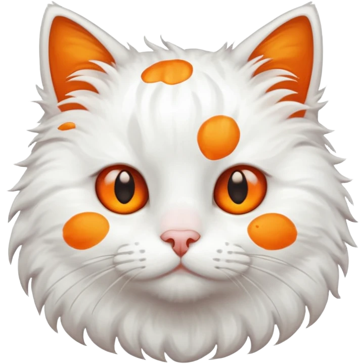 A white cat that have a orang in round part emoji