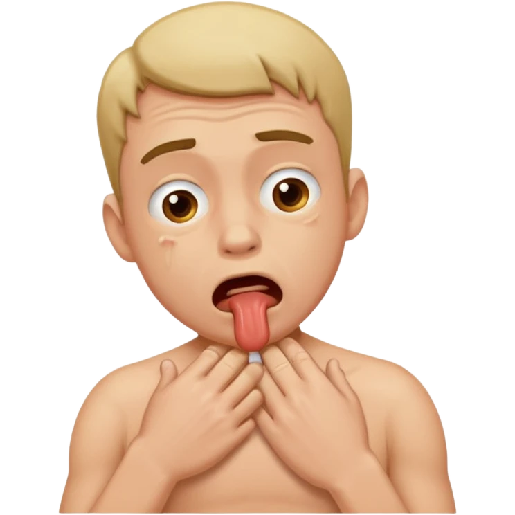 A guy choking himself  emoji