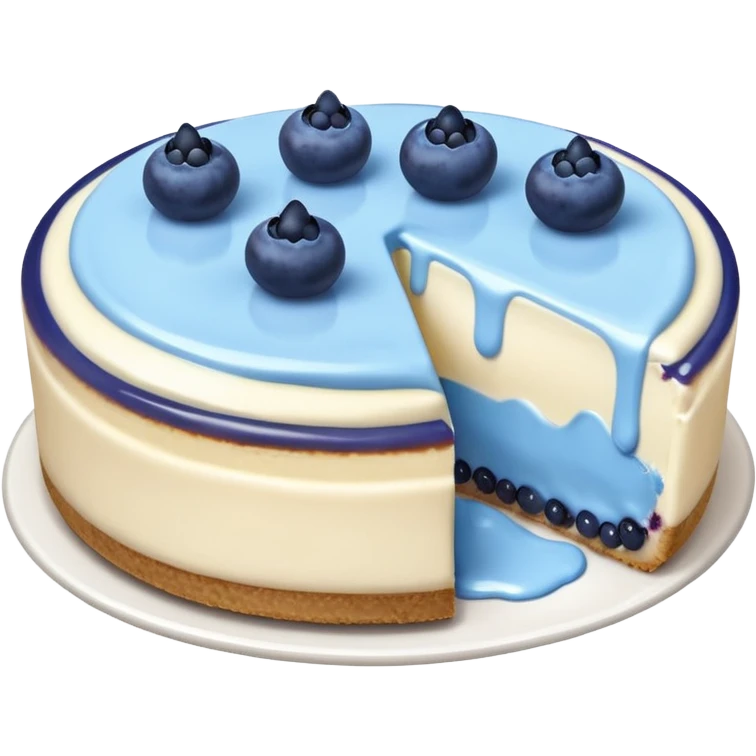Cheesecake with blue cream on top and blueberries emoji