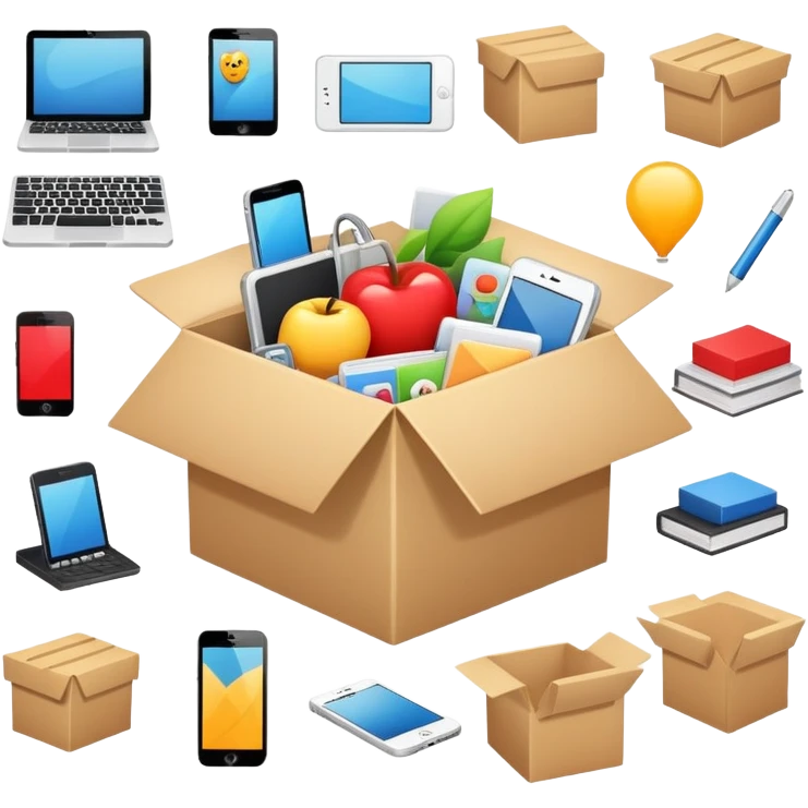 Box full of desktop material  emoji