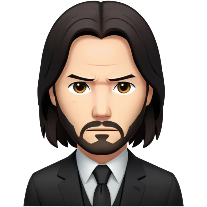 John Wick character with long dark hair, black suit, and serious expression emoji