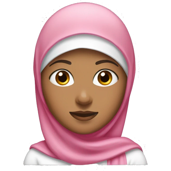 a girl with under cap white and hijab pink a white jersey emoji