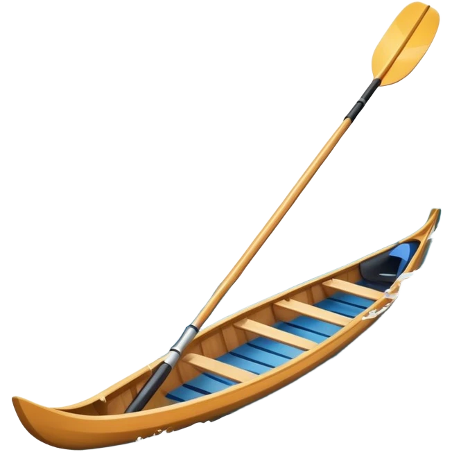An icon showing a close-up of crossed oars, a sleek racing shell, and rippling water, symbolizing rowing. The design includes droplets in motion and a streamlined boat tip cutting through waves. Transparent background emphasizes strength, precision, and the spirit of competitive rowing emoji