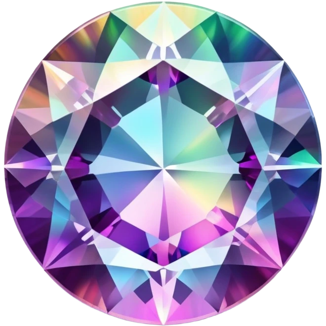 Brilliant round cut mystic quartz crystal with holographic color shifts and faceted edges emoji