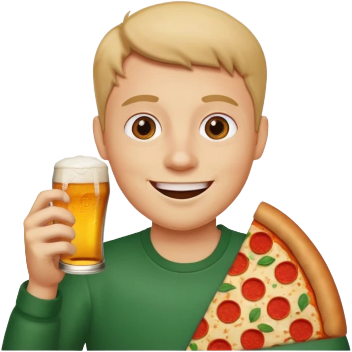 Enjoying pizza and beer  emoji