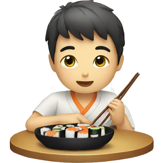 Boy eating sushi emoji