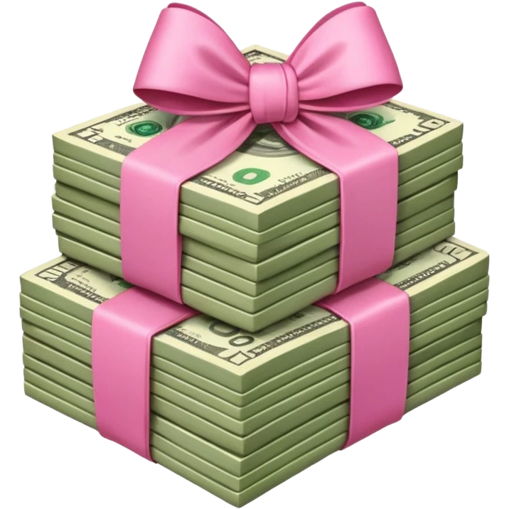 Stack of money with pink bow  emoji