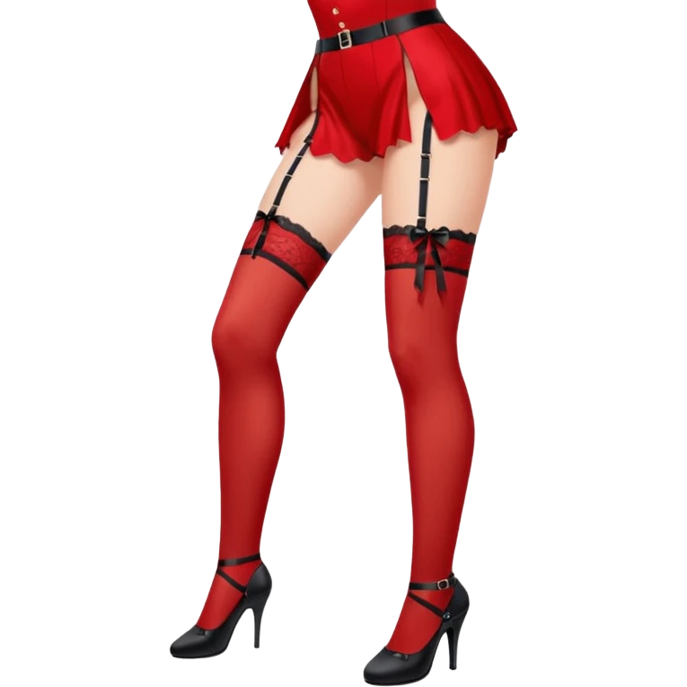 Lacey thigh high with garter belt red emoji