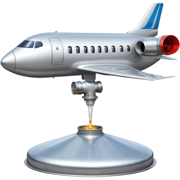 Airplane wing fuel tank being filled with jet fuel from under ground hydrant emoji