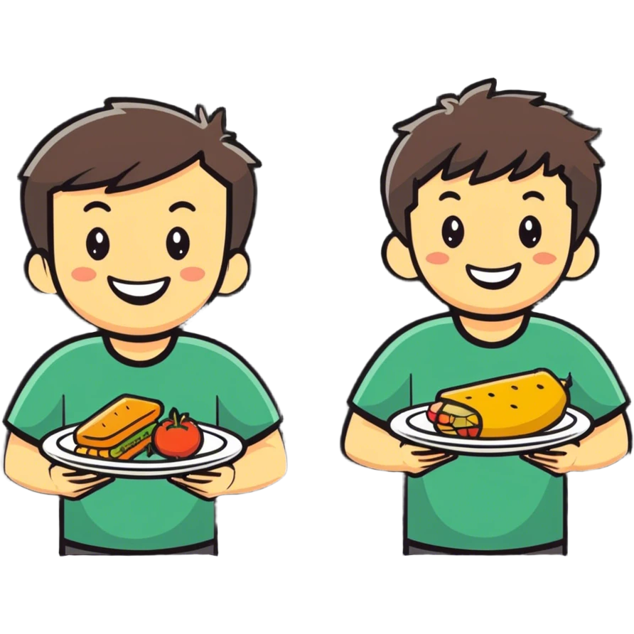 boys enjoying food together emoji