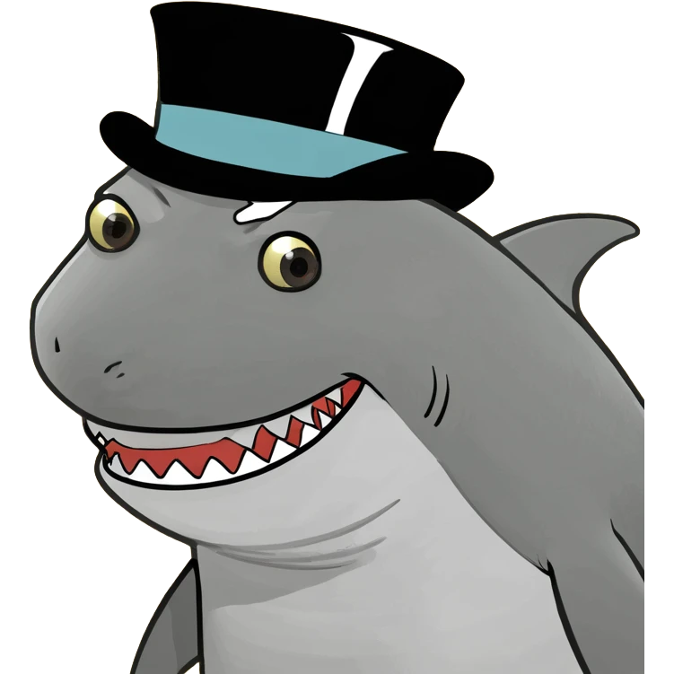 Shark with a top hat emoji
