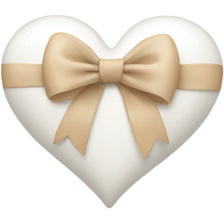 white heart with beige bow emoji