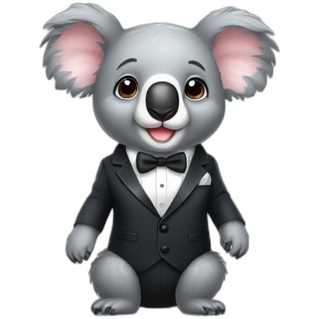 cute small koala wearing tuxedo emoji