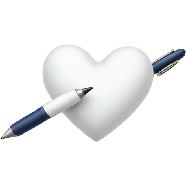 White heart with pen  emoji