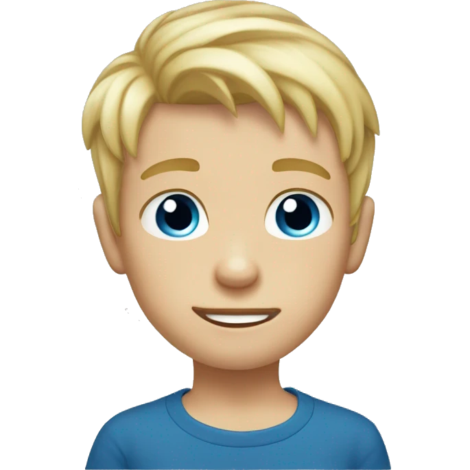Kid blonde hair blue eyes boy shrt neck emoji