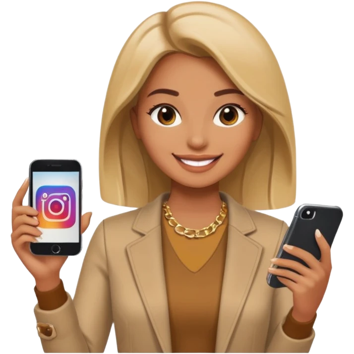 una señora entrando a mi  Instagram  para promocionar mi marca emoji