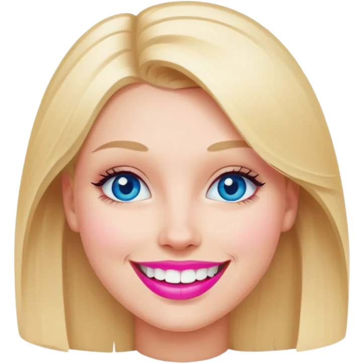 Blonde with smile and blue eyes, pink lips, straight teeth  emoji