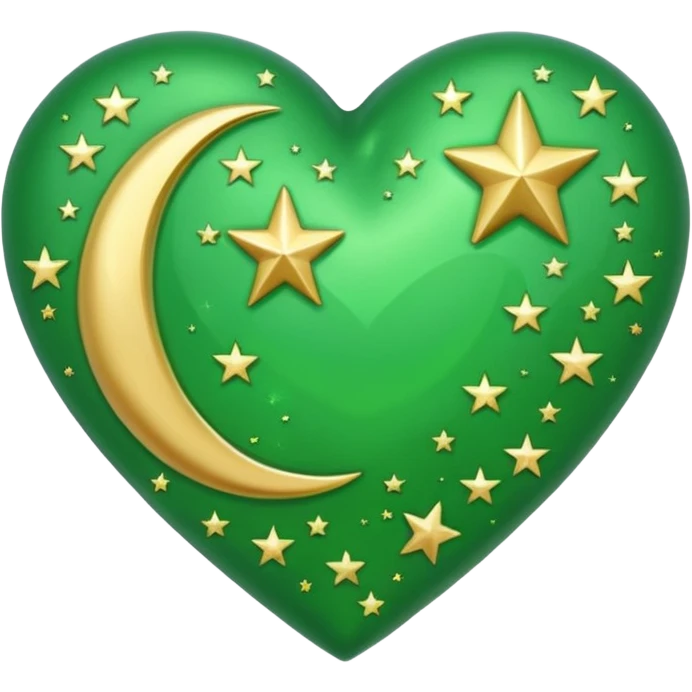green heart with a moon and stars emoji
