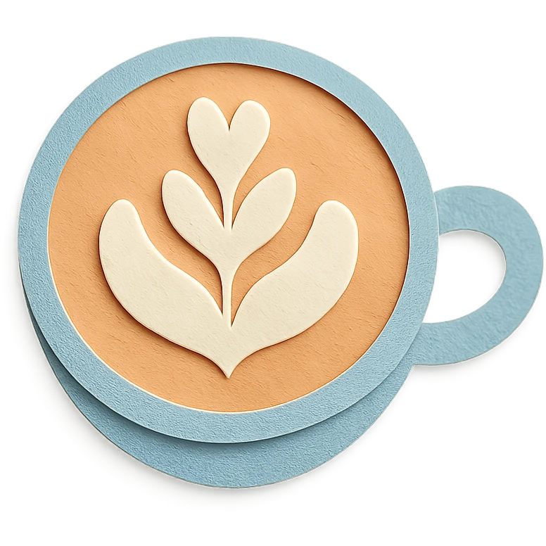 latte art in a cup with latte art shaped like a tulip, soft pastel colors emoji
