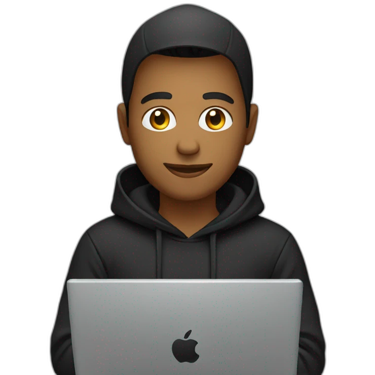 web developer in black hoodie with laptop emoji
