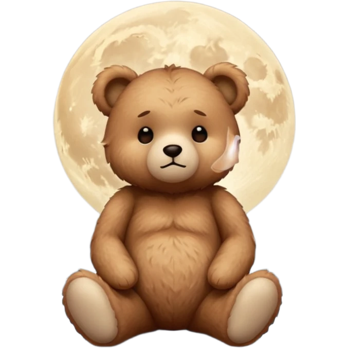 Sad Teddy bear looking at moon emoji