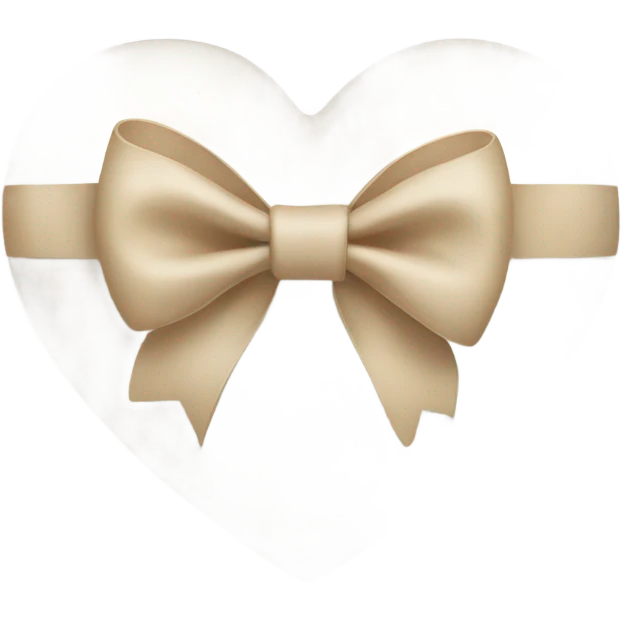 white heart with beige bow emoji