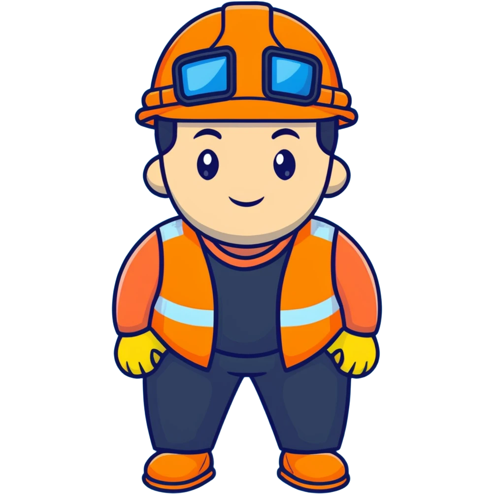 Chinese man wearing orange safety helmet and high visibility vest emoji