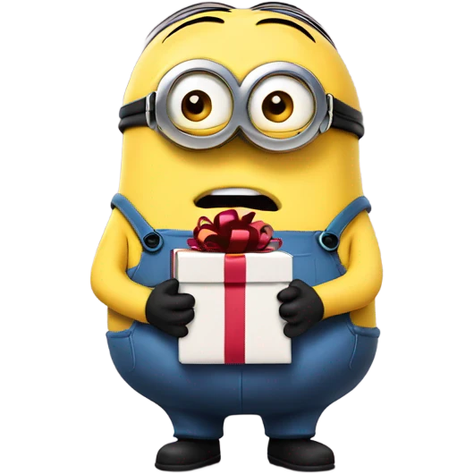 Sad minion giving a gift  emoji