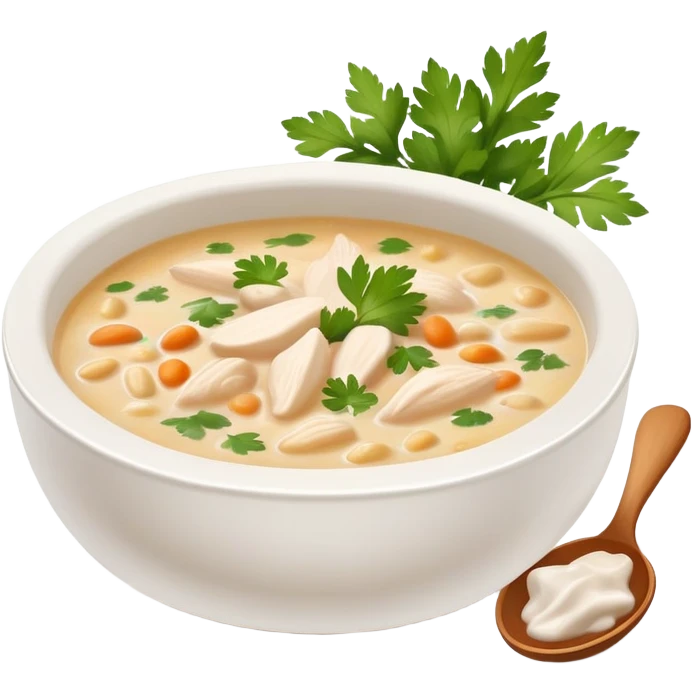 Bowl of white chicken chili soup emoji