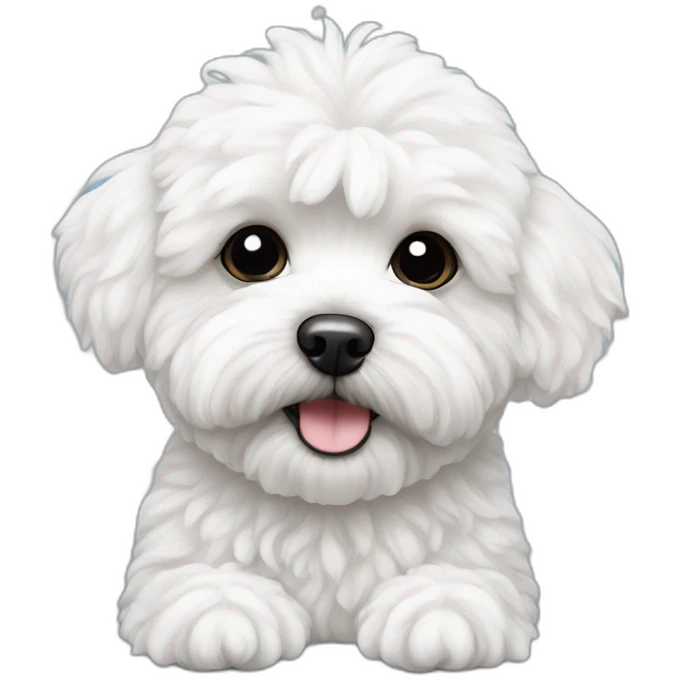 white maltipoo with black snowflake emoji