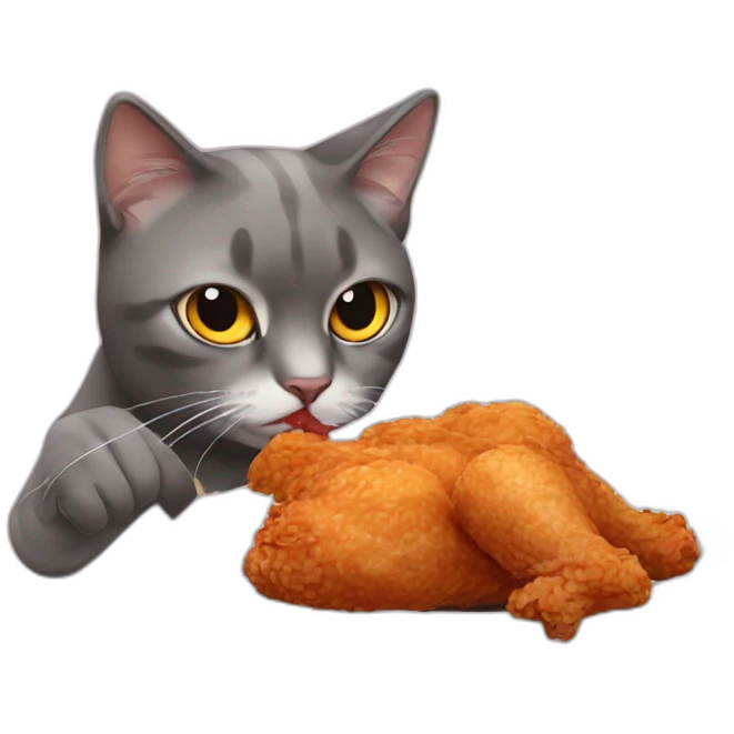 A cat eating a fried chicken  emoji