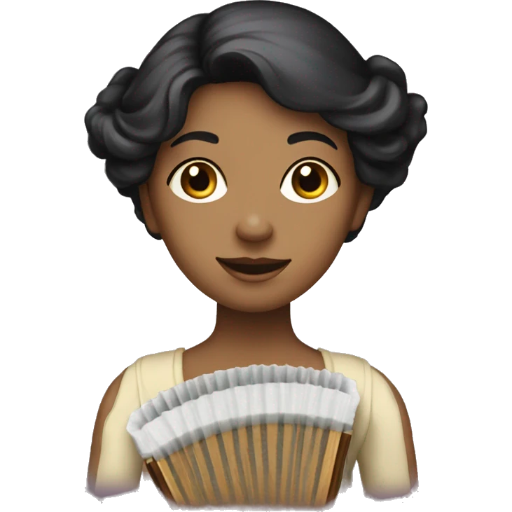 Victorian lady with black hair holding soap and a washboard emoji