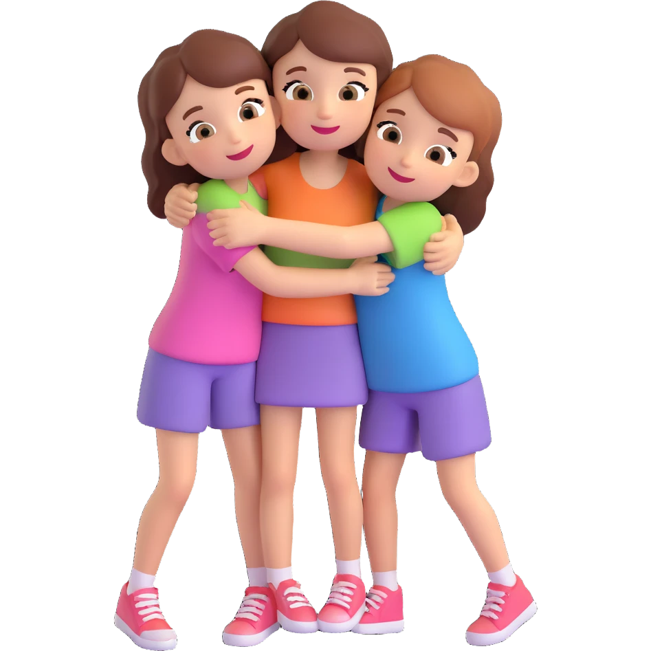 Two girls sharing a friendly hug emoji