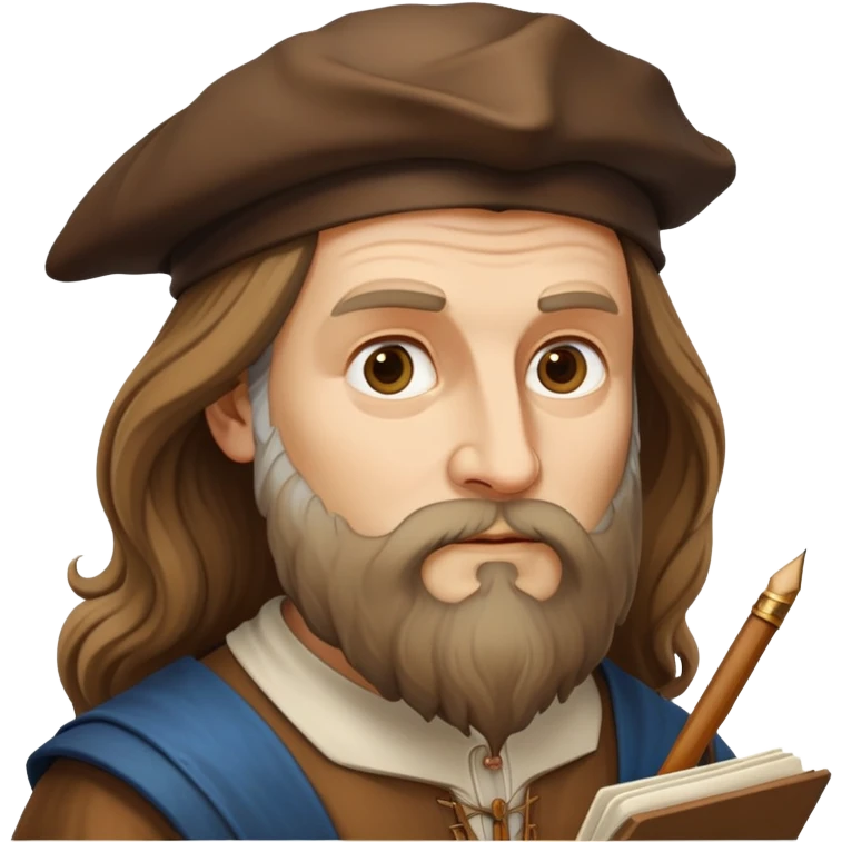 cinematic-realistic-leonardo-da-vinci-portrait-emoji,-depicted-as-the-quintessential-renaissance-polymath-with-deep,-thoughtful-eyes,-a-flowing-beard,-and-a-quill-or-sketchbook-in-hand.-the-scene-is-illuminated-with-warm,-classical-light emoji