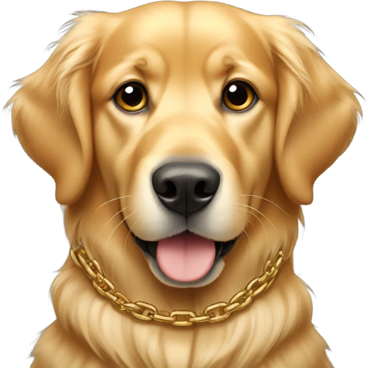 A golden retriever with a chain around its neck emoji