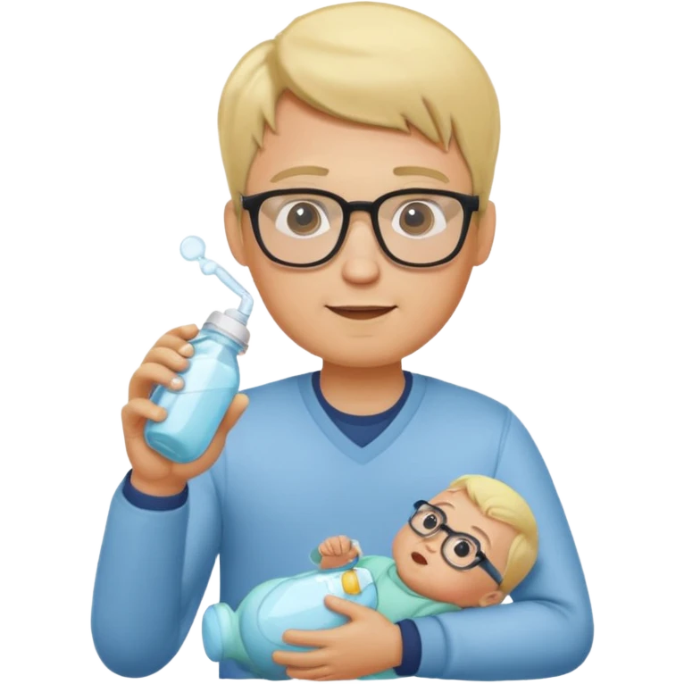 blonde man with glasses with baby bottle emoji