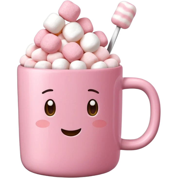 Kakao in pinker Tasse mit pink weißen mini marshmallow emoji