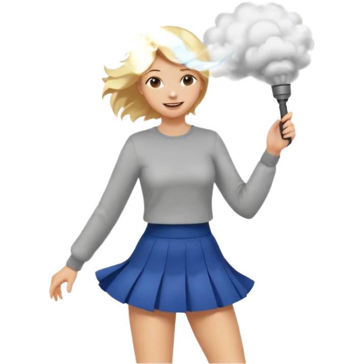 A girl with short skirt and wind is blowing up emoji