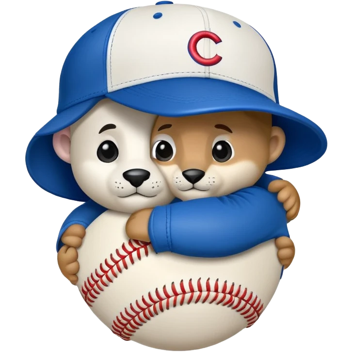 Cubs hat hugging a baseball emoji