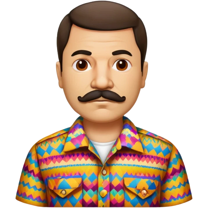 El Chapo character with mustache wearing a colorful patterned shirt emoji
