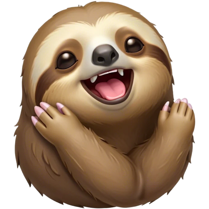 Cinematic Cute Yawning Sloth Portrait Emoji, Head tilted slightly with a dramatic, wide-open yawn, showcasing a languid, cuddly form with drowsy, half-closed eyes and an open, relaxed mouth, Simplified yet irresistibly adorable features, highly detailed, glowing with a soft, cozy glow, high shine, relaxed yet expressive, stylized with a dash of whimsical sluggish charm, soft glowing outline, capturing the essence of a drowsy yet affectionate sloth that appears ready to stretch out for a long nap! emoji